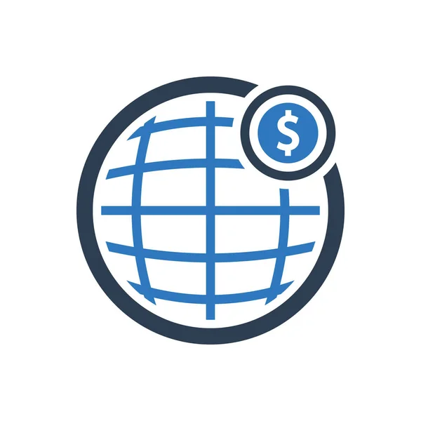 Global Business Icon World Investment Icon Dollar Mit Erdsymbol Vektorillustration — Stockvektor