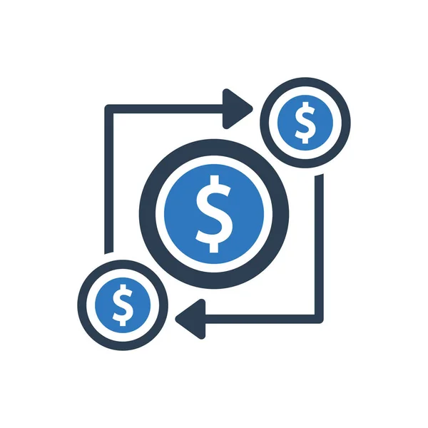 Icono Transacción Dinero Icono Transferencia Dólar Símbolo Vector Ilustración — Archivo Imágenes Vectoriales