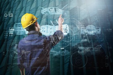 Genç Asyalı mühendis hologram teknolojisi kullanıyor.