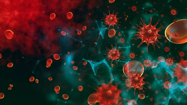 Blood cells and viruses, biology concept background