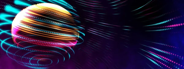 Neonová Světla Pohybující Kulatém Tvaru Abstraktní Tapety — Stock fotografie
