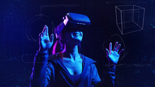 Young Woman Virtual Reality Glasses — Stock Photo, Image