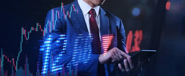 Man Using New Hologram Technology — Stock Photo, Image