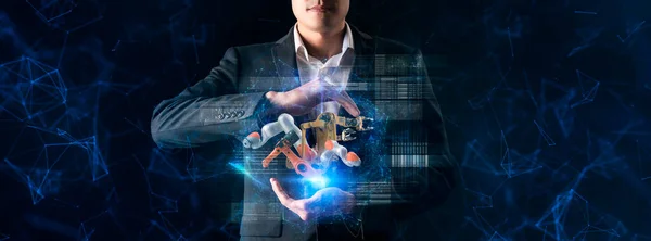 Man Using New Hologram Technology — Stock Photo, Image