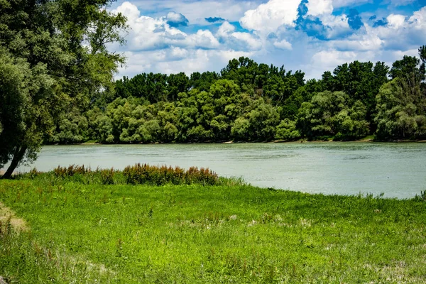 Словацько Угорський Кордон Річці Дунай — стокове фото