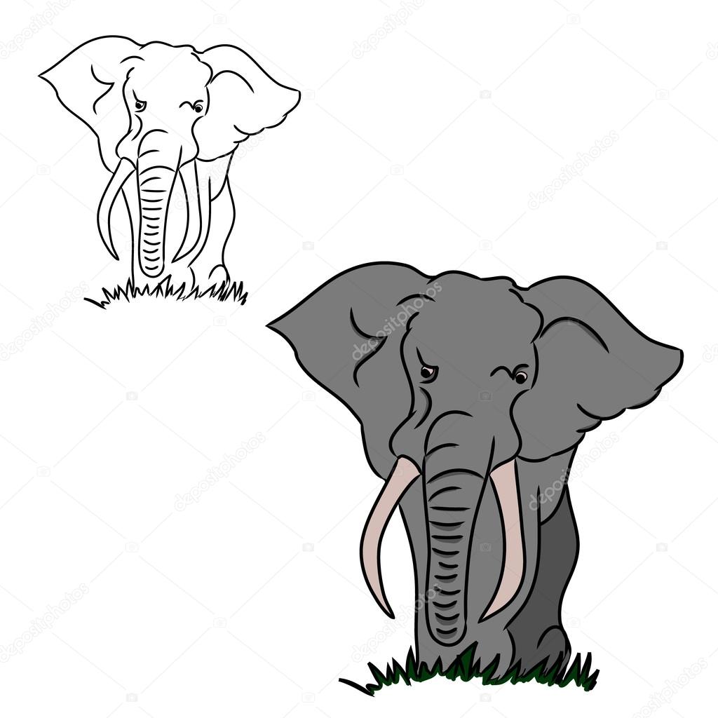 Grey elephant silhouettes