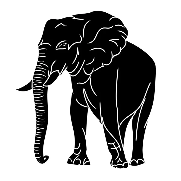 Grote olifant (zwarte silhouet) — Stockvector