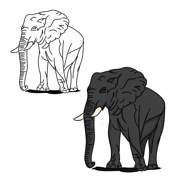 Elefante grande cinza (para colorir ) — Vetor de Stock