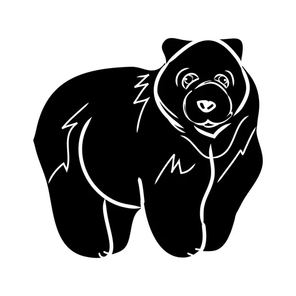 Oso marrón 0 - silueta negra — Vector de stock