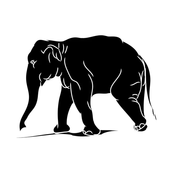 Grande elefante (silhouette nera) 01 — Vettoriale Stock