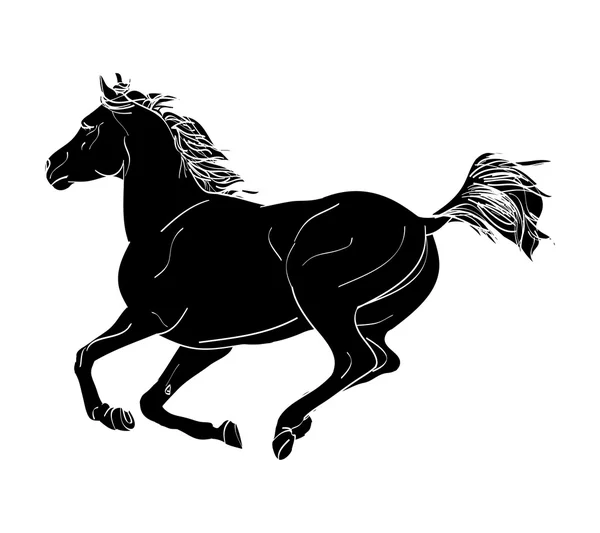 The gallop of the horse (mono) — Stock Vector