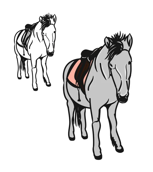 Pony con silla de montar 1 — Vector de stock