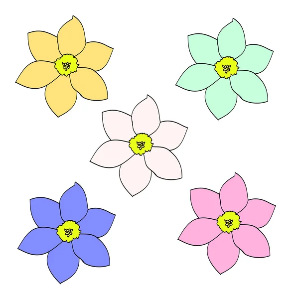 Bir dizi basit çiçek — Stok Vektör