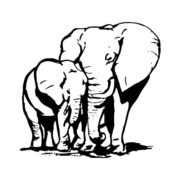 Olifant met cub 0 — Stockvector