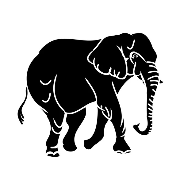 Velký slon (černá silueta) — Stockový vektor