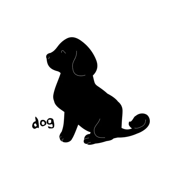 Puppy black silhouette — Stock Vector