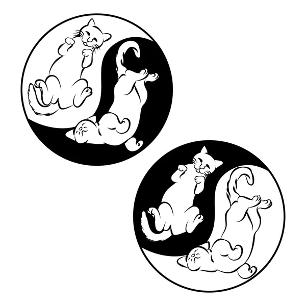 Het Oost-symbool van harmonie twee katten — Stockvector