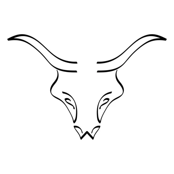 Logotipo Cabeza Toro Líneas Negras Simples Sobre Fondo Blanco —  Fotos de Stock