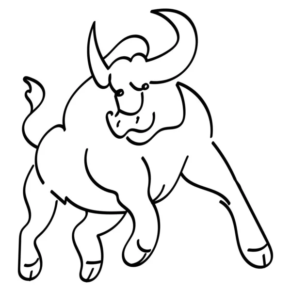 Personaje Dibujos Animados Bull Doodle — Vector de stock