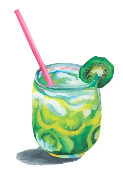 Cocktail kiwi akvarell — Stock vektor