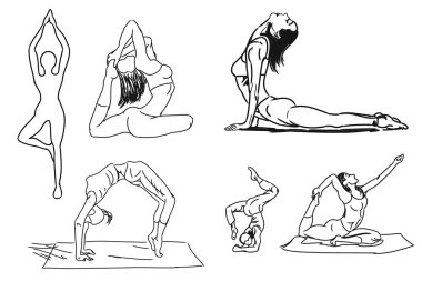 Yoga (kız bir egzersiz - asana gerçekleştirir)