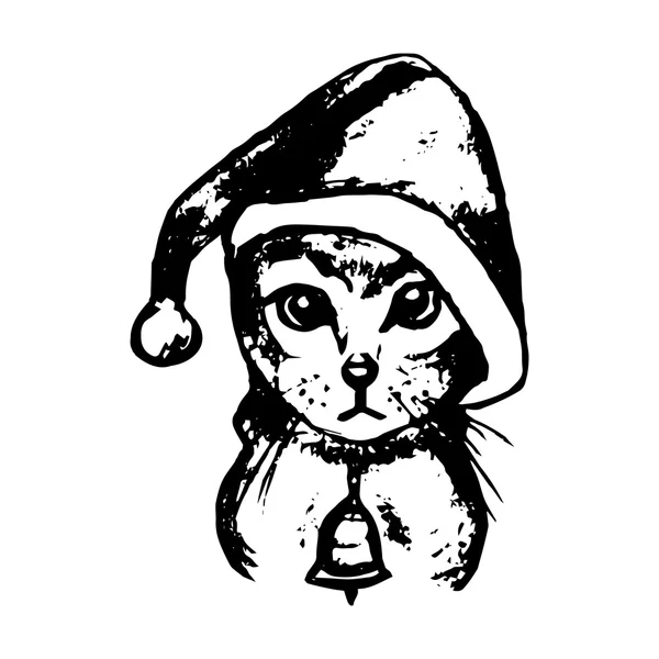 Cappello Babbo Natale gattino (astrazione ) — Vettoriale Stock