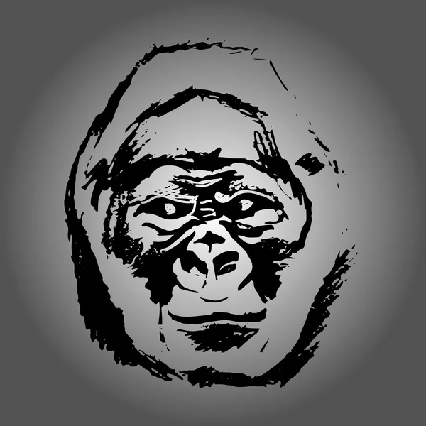 Monkey head (graphics gradient) - gorilla — Stock Vector