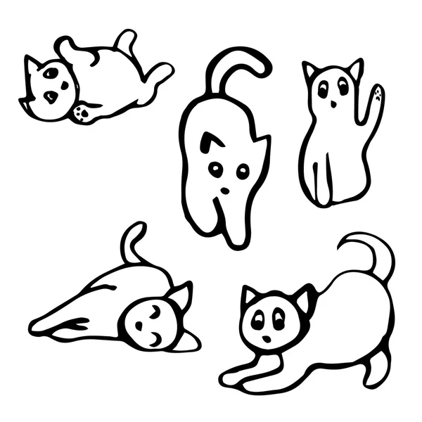 面白い漫画子猫 (セット) — ストックベクタ