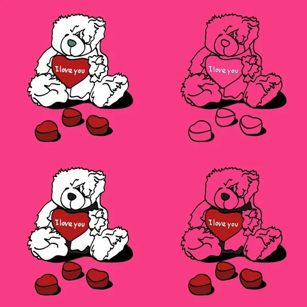 Sebuah hadiah untuk beruang mainan dicintai (set pink, mawar ) - Stok Vektor