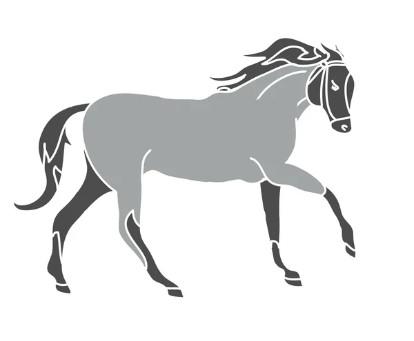 Het silhouet van een paard galop (grijs) — Stockvector