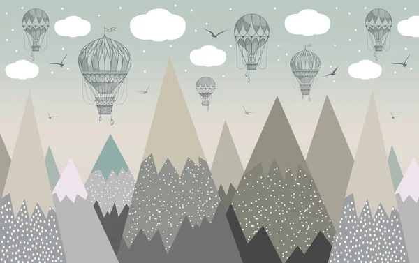 hot air balloons mountains