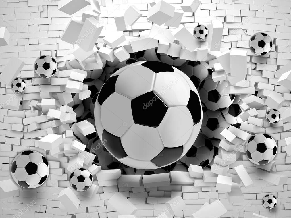 3d football background brick