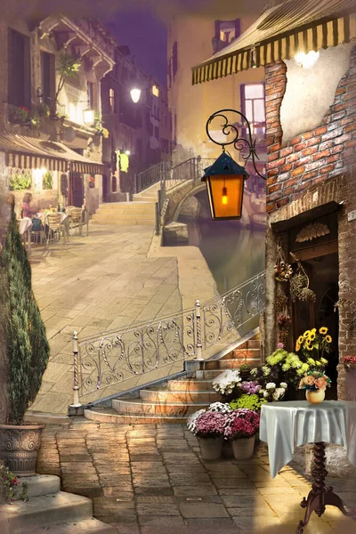 Murale Strada Mare Giardino Fiori Vecchio — Foto Stock