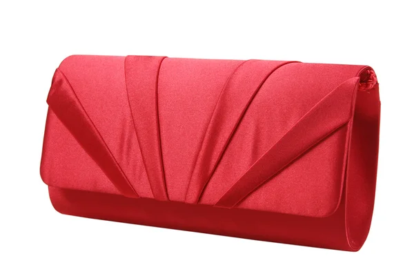 Red ladies pouch on white background. luxury clutch bag. — Stock Photo, Image