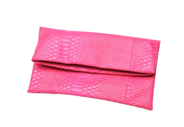 Bolso para damas rosa sobre fondo blanco. Embrague femenino quemado . — Foto de Stock