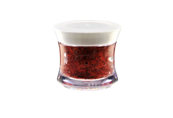 Kosmetische Creme aus frischem Obst im Glastopf isoliert — Stockfoto