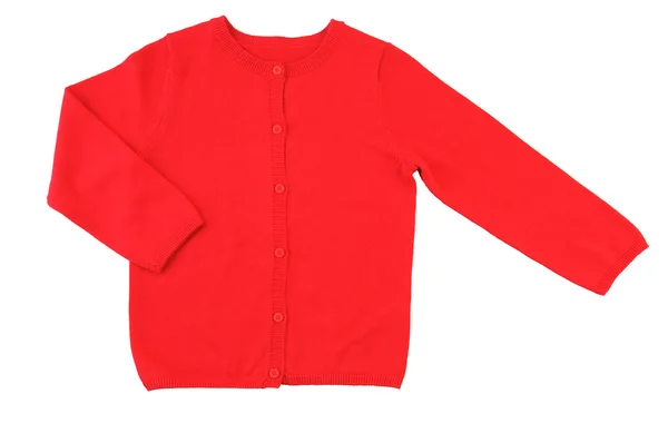 Cardigan vermelho da moda. Isolado em um branco — Fotografia de Stock