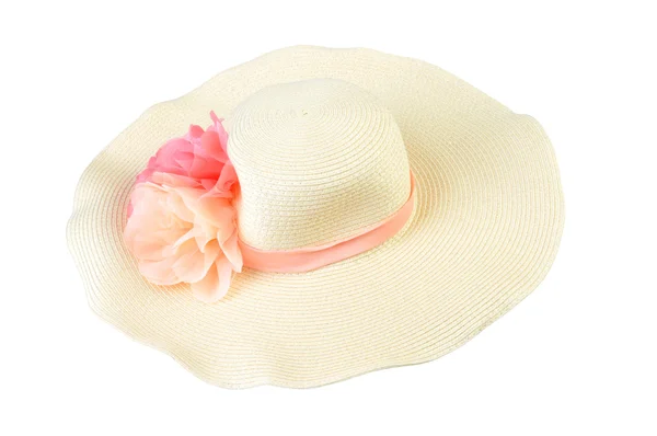 Cappelli grandi con fiori isolati su sfondo bianco . — Foto Stock