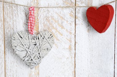 Ahşap arka plan dekorasyon iki kalp 