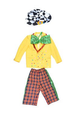 Palyaço Kostüm üzerine beyaz izole bir tatil için