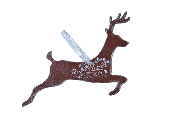 Рождественская деревянная игрушка оленя на белом — стоковое фото