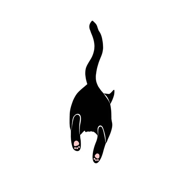 Illustration of a black cat running away