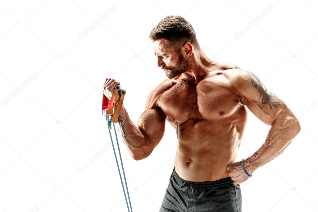 Muscular man working out