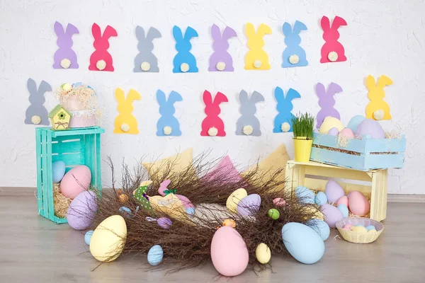 Bright colored Easter interior, Easter background — Stock Photo, Image