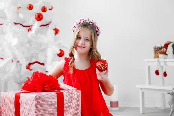 Portrait of little cute girl Christmas stuff — Stock Photo, Image