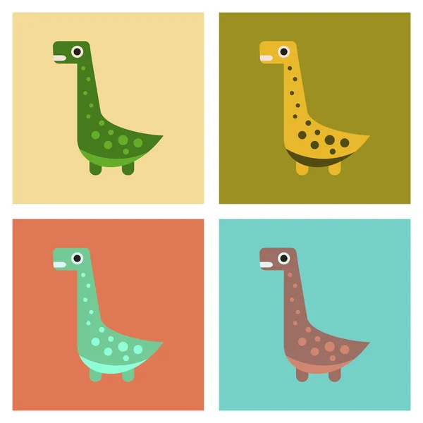 assembly flat icons cartoon dinosaur