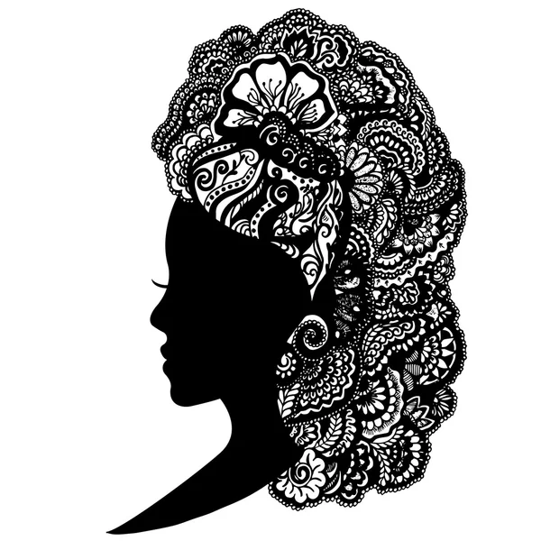 Mariée dessinée main. Coiffure de mariée dessinée à la main. Tête de mariée dessinée à la main . — Image vectorielle