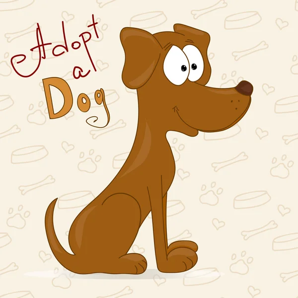 Hand getekende schattige hond in cartoon stijl. Adopteer een hond. Vector illustratie. Schattige puppy illustratie. Aanneming. — Stockvector