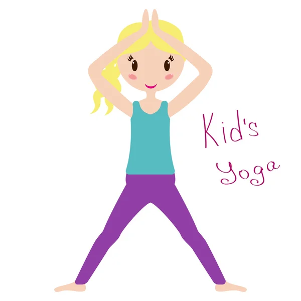 Yoga de niño. Educación física para niños. Gimnasia para niños. Ilustración vectorial . — Vector de stock