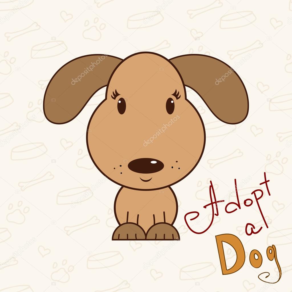 Hand drawn cute dog in cartoon style. Adopt a dog. Vector ...